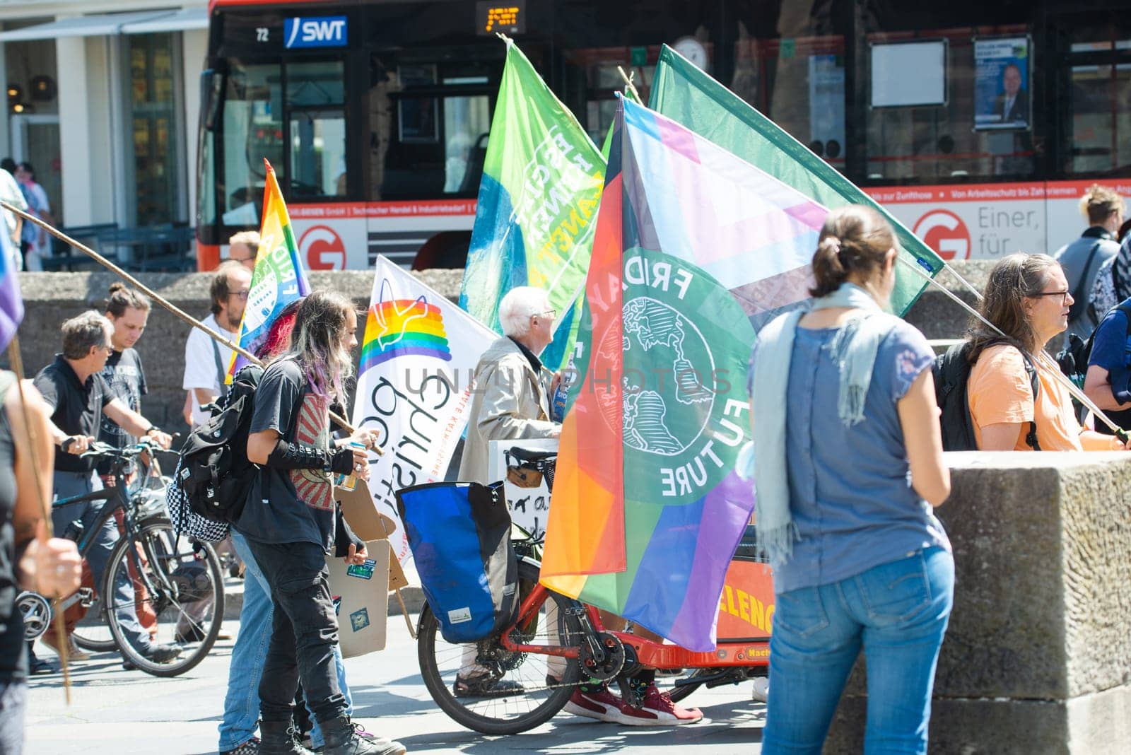 Fridays for future demonstration in Trier, Germany on the 08.07.2022, protest against climate change and global warming, environmental discussion