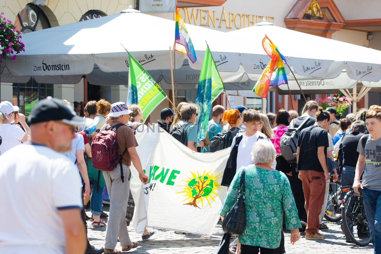 Fridays for future demonstration in Trier, Germany on the 08.07.2022, protest against climate change and global warming, environmental discussion