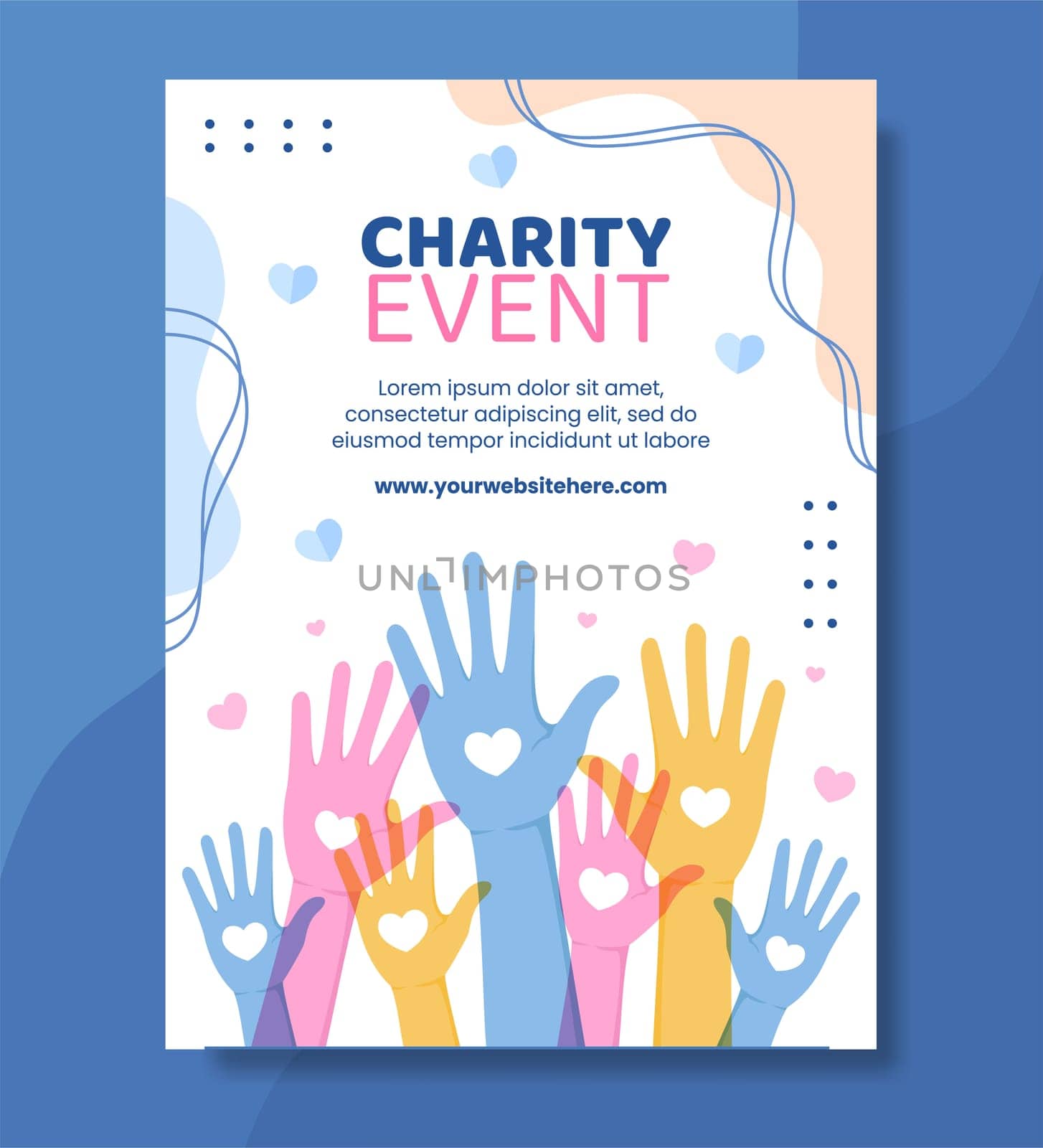 Charity Donation Poster Template Flat Cartoon Background Vector Illustration