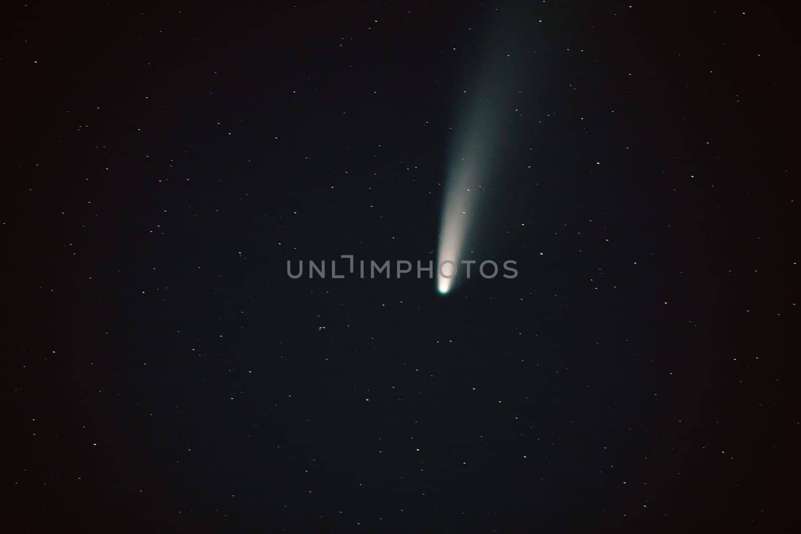 Comet Neowise C/2020 F3 Shines Bright In The Dark Night Starry Sky Comet At A Distance Of 104 Million Kilometres.
