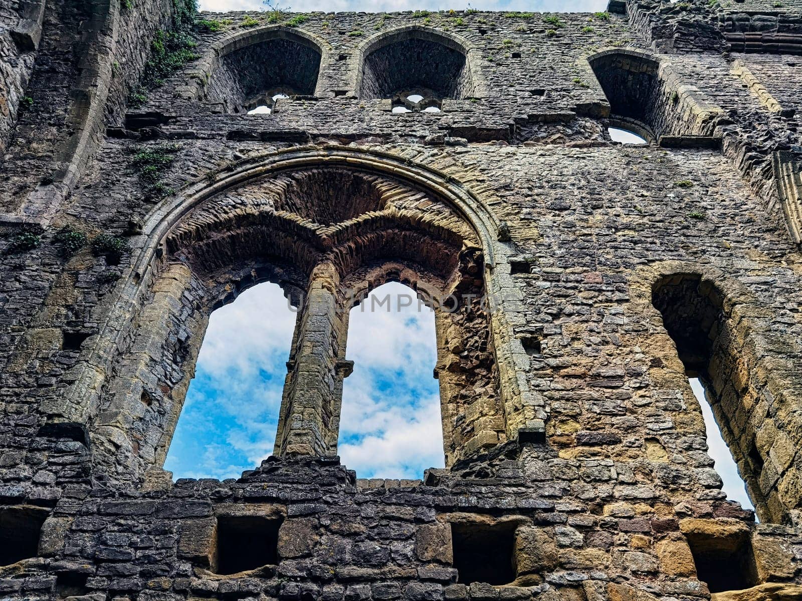 Remains of Chepstow Castle (Castell Cas-gwent) at Chepstow, Monmouthshire, Wales, United Kingdom