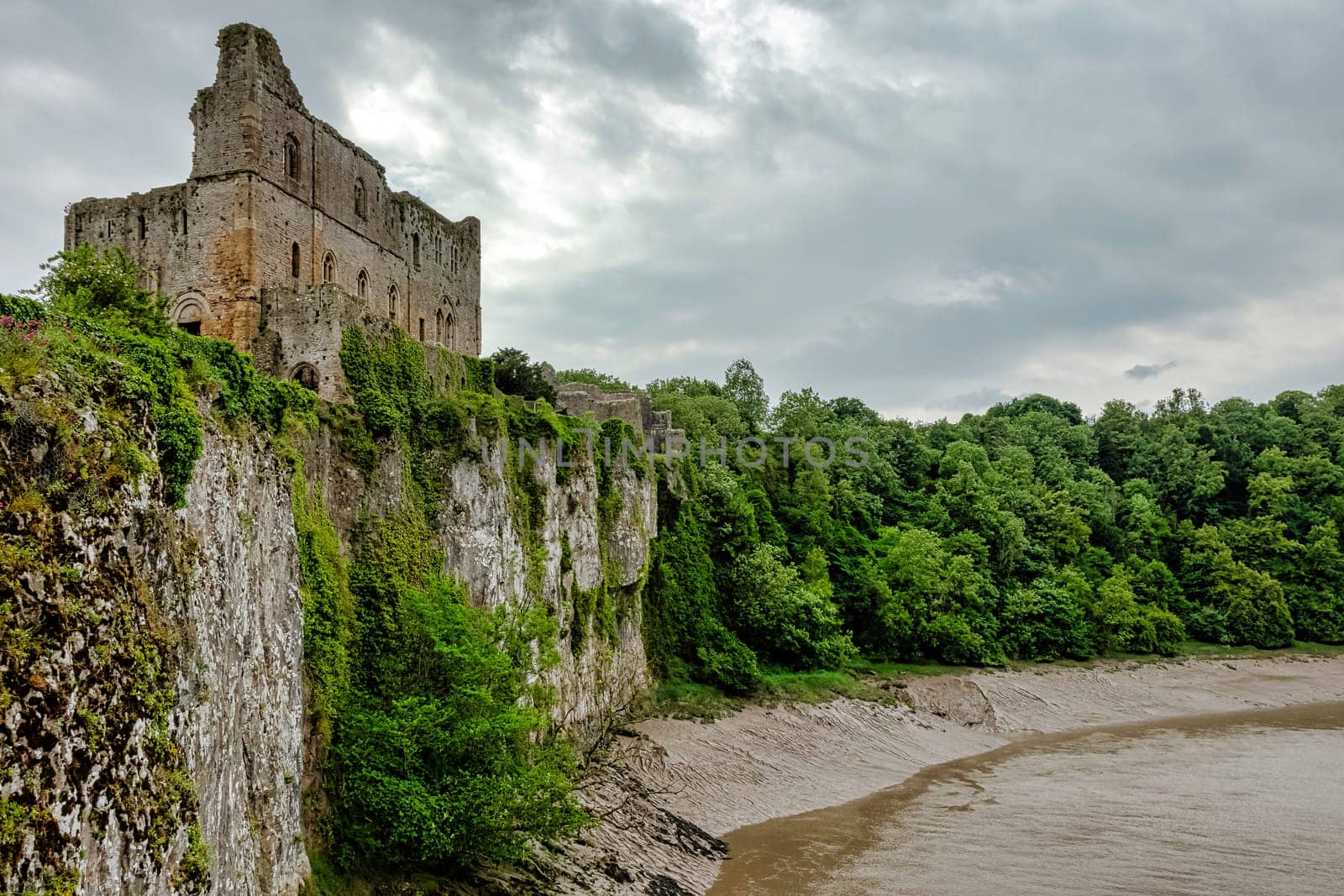 Remains of Chepstow Castle (Castell Cas-gwent) at Chepstow, Monmouthshire, Wales, United Kingdom