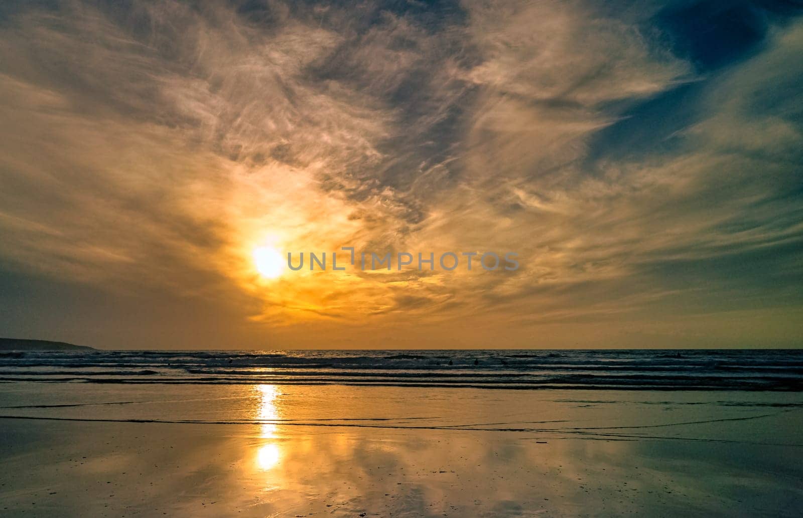 Sunset over Gwithian Beach (Gwithian Towans) - Hayle, Cornwall, United Kingdom