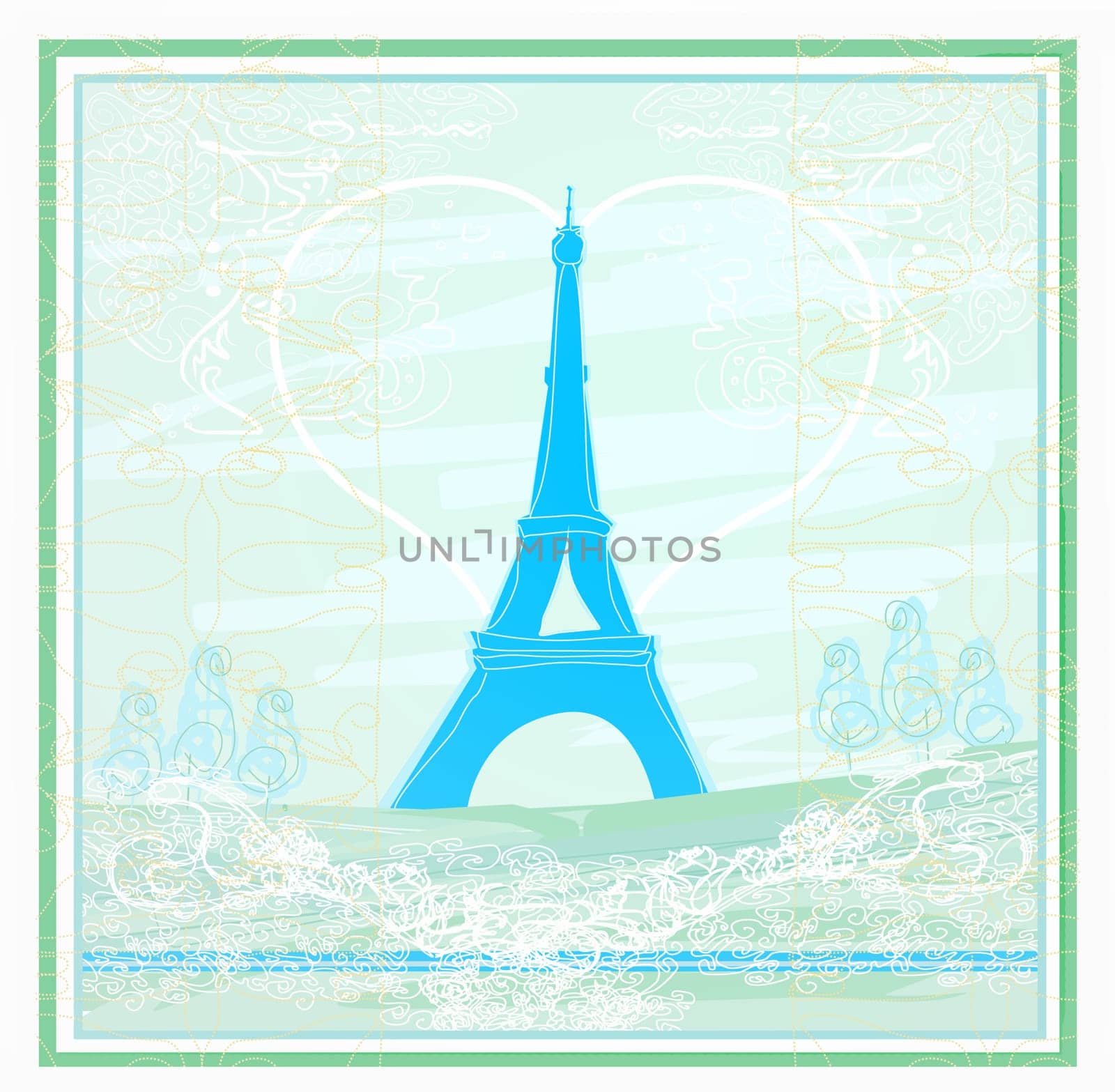 Eiffel tower artistic background. Vector illustration.