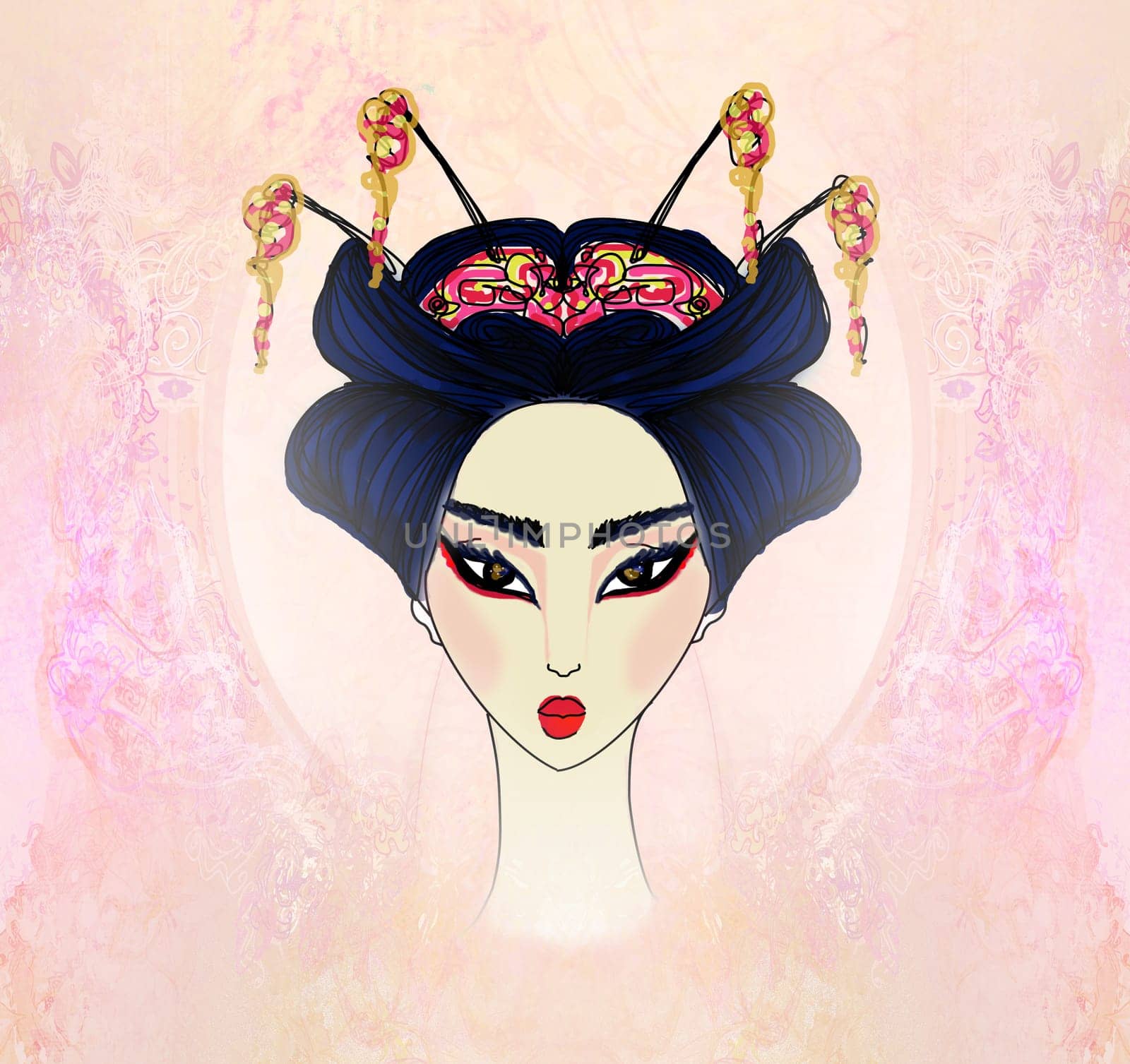 Abstract Beautiful geisha  Portrait