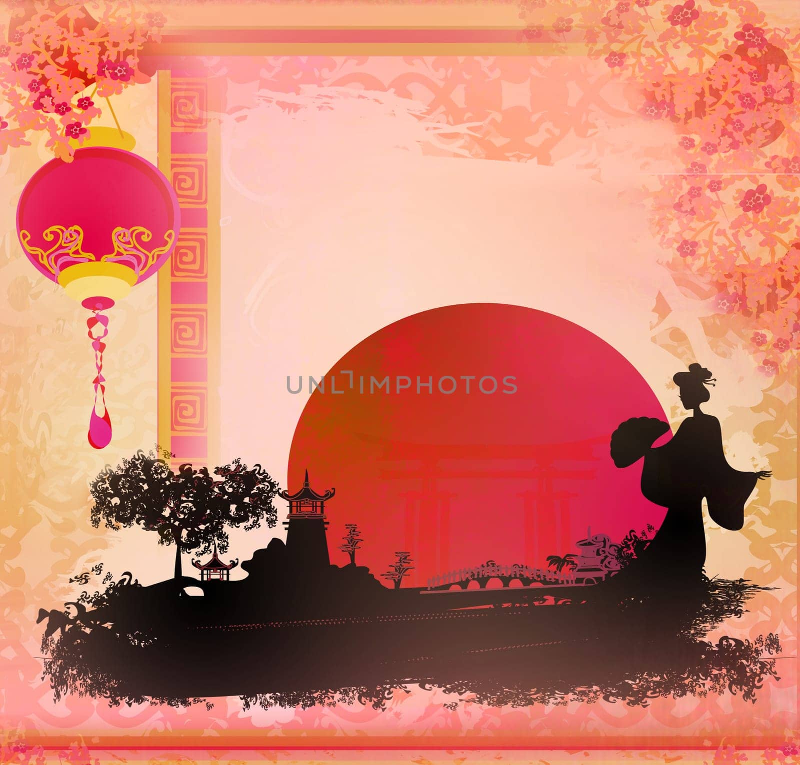 Geisha at sunset