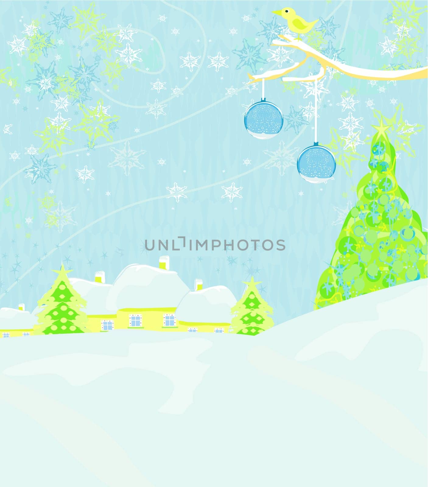 Christmas night in the village card
