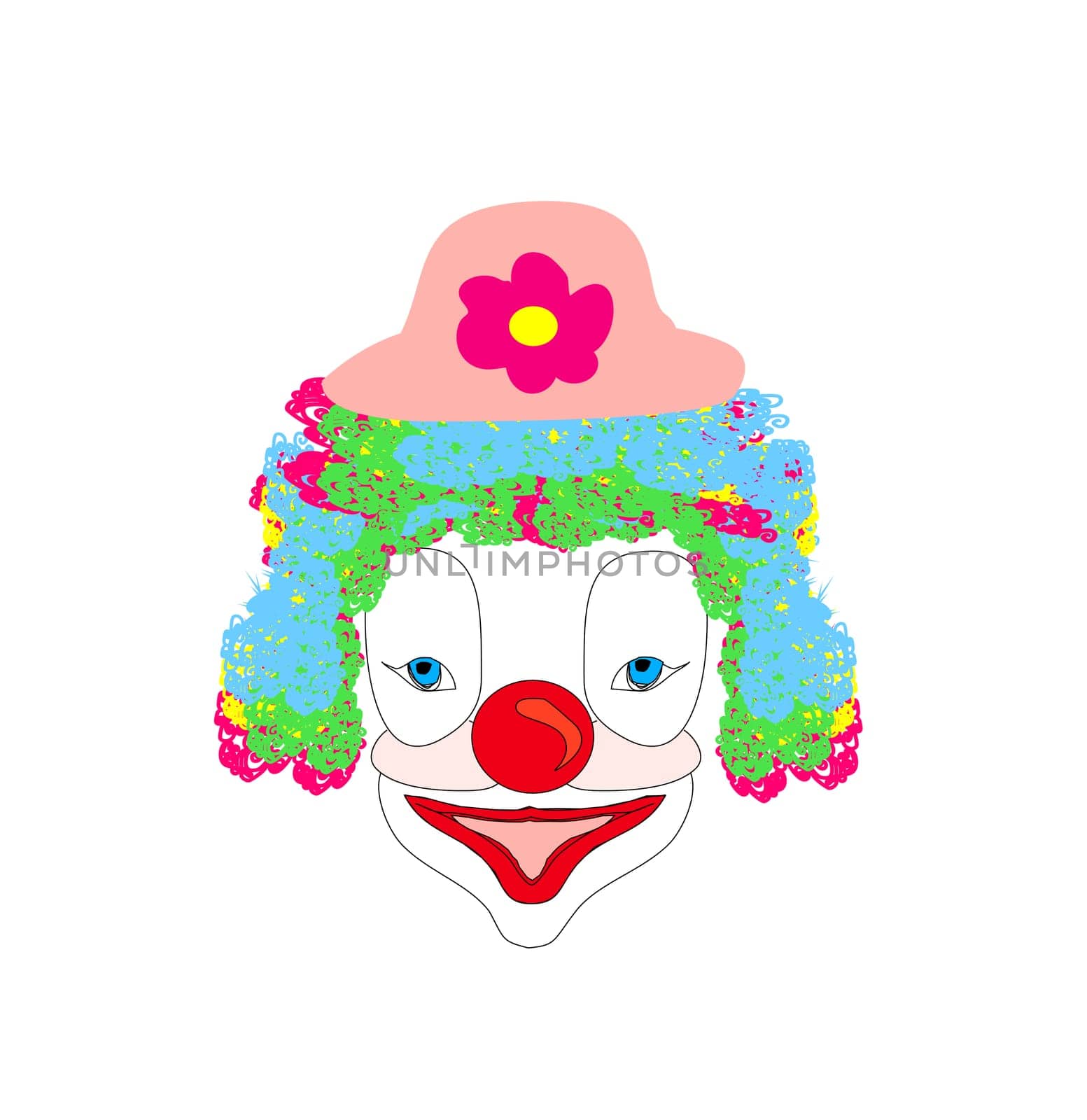 Vector illustration of smiling cartoon clown