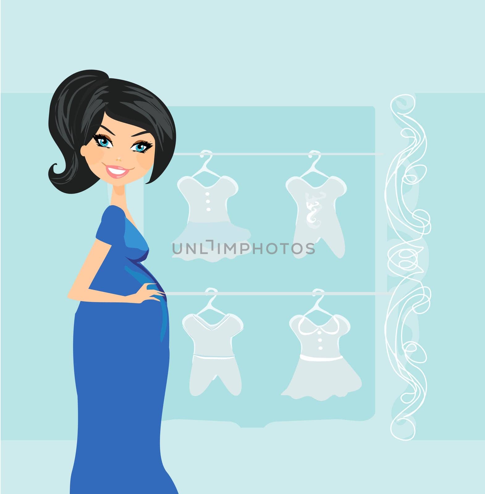 Beautiful pregnant woman on shopping for her new baby