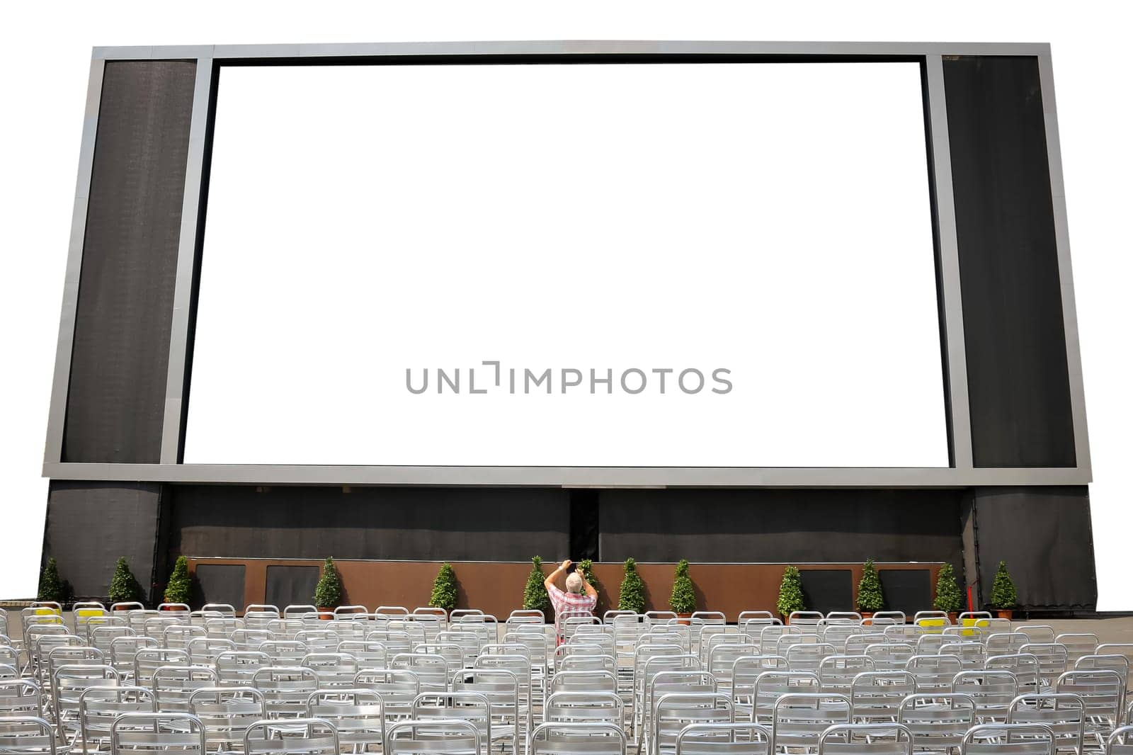 Big LCD TV with blank screen Isolated on White Background