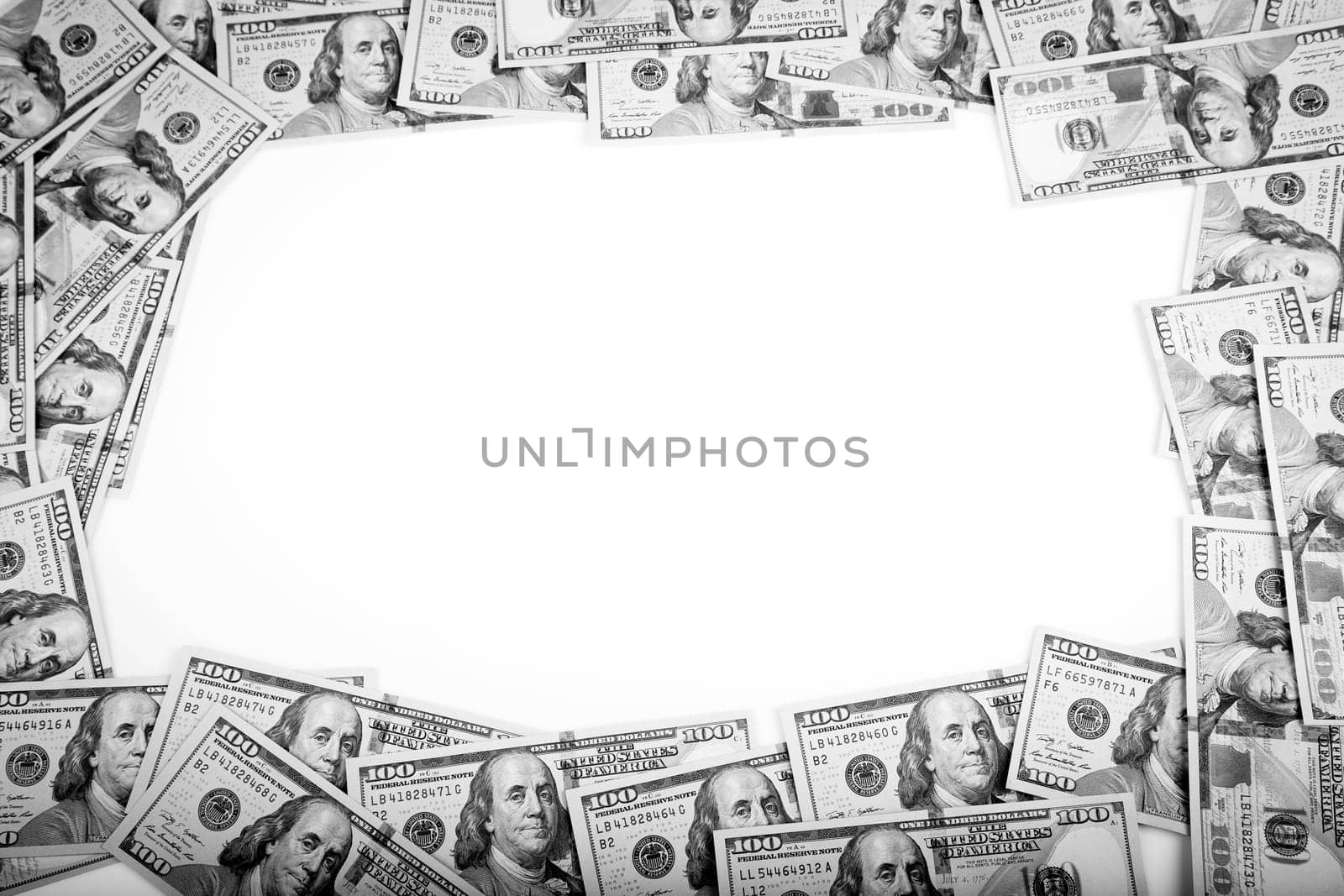 Dollars Photography: Frame of 100 dollars banknotes