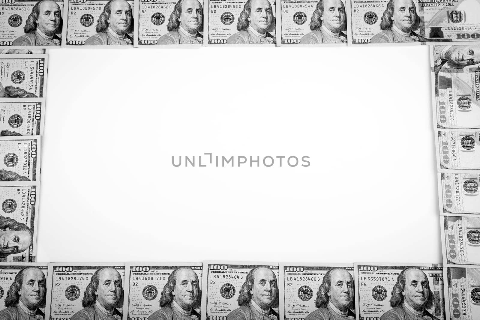 Dollars Photography: Frame of 100 dollars banknotes