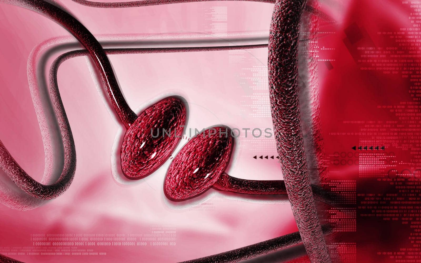 Digital illustration of synapse in colour background