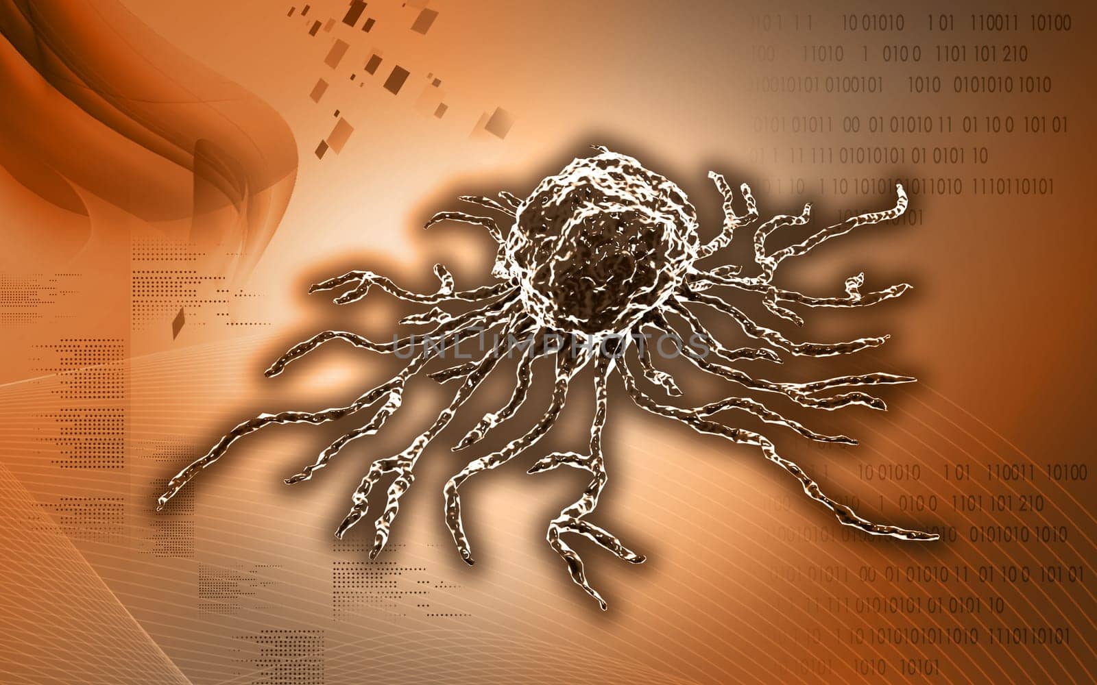 Digital illustration of stem cell in colour background