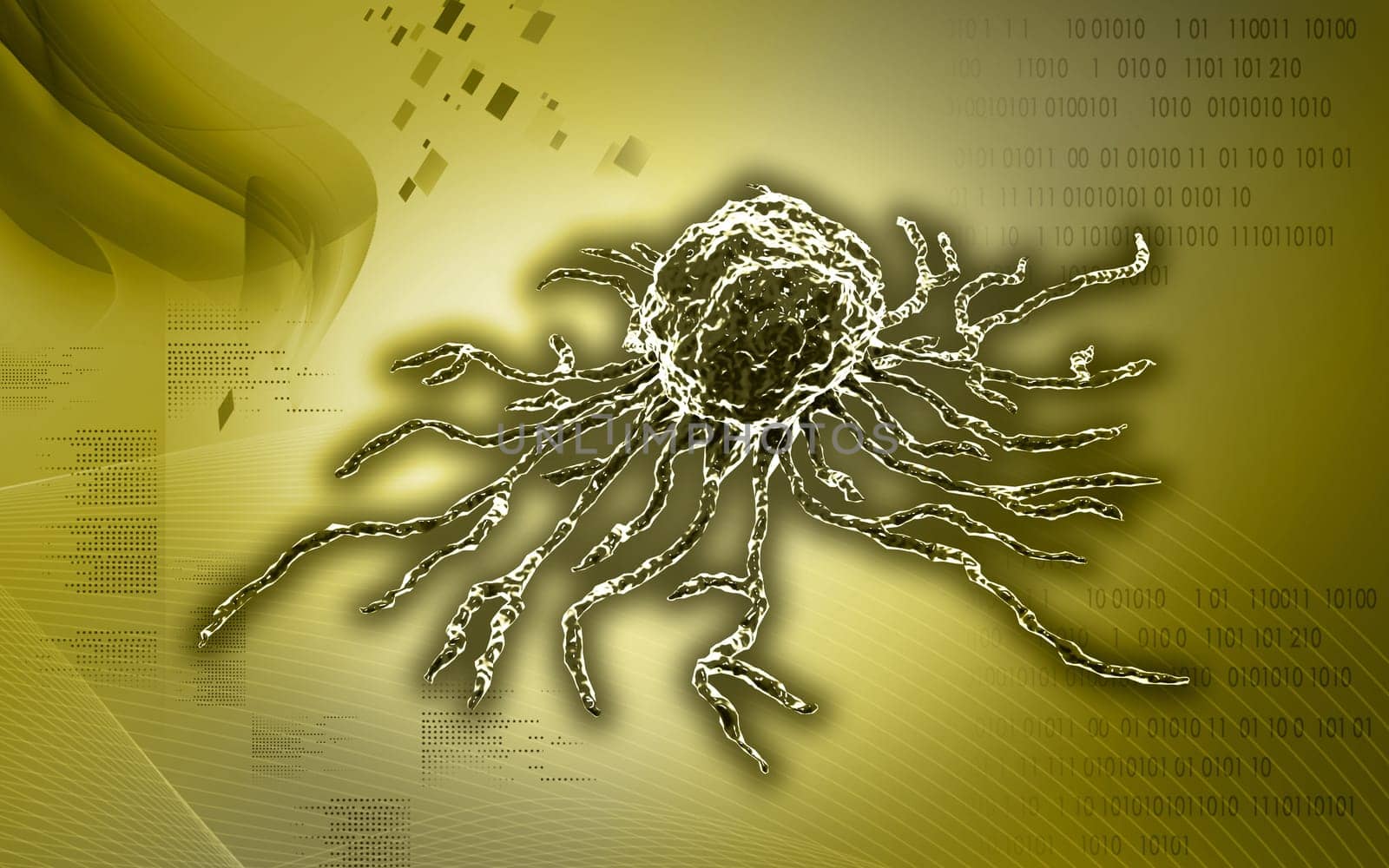Digital illustration of stem cell in colour background