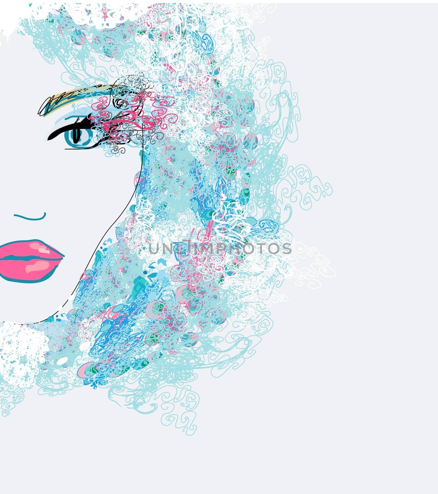 Creative fashion portrait, vector