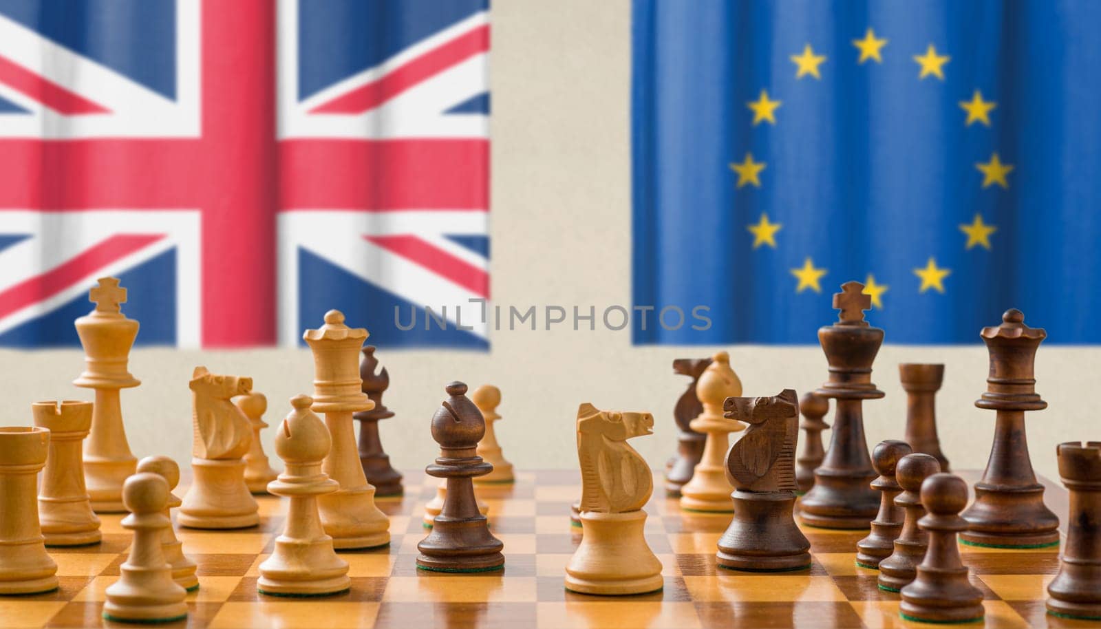 Concept with chess pieces - European Union and United Kingdom