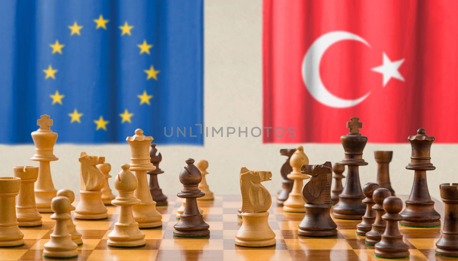 Concept with chess pieces - European Union and Turkey