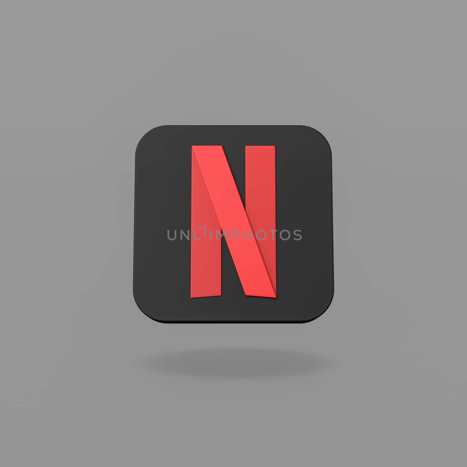 Netflix Logo 3D Shape Isolated on Flat Dark Gray Background with Shadow 3D Illustration