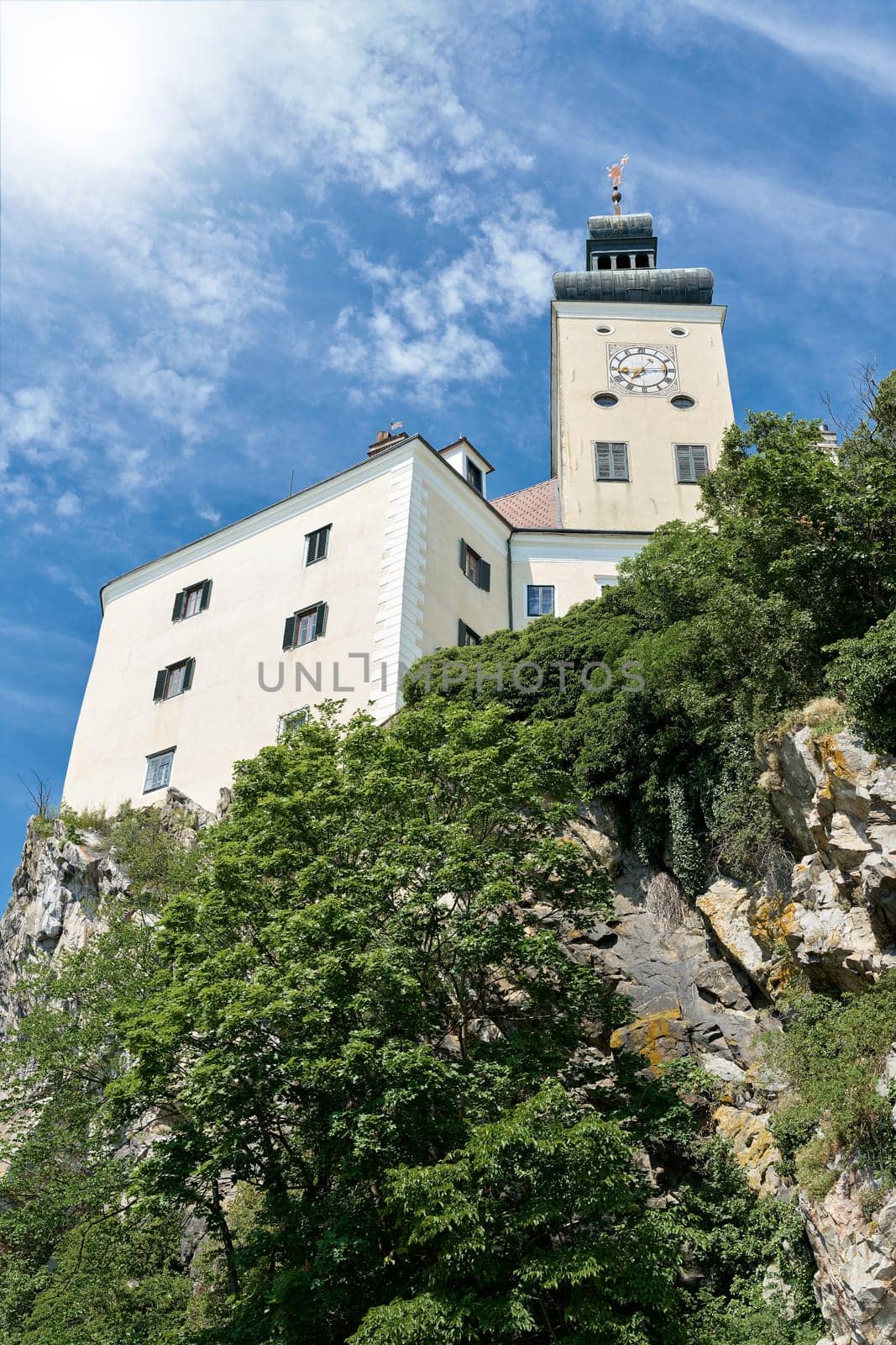 Persenbeug Castle directly on the banks of the Danube in the municipality of Persenbeug-Gottsdorf in Austria