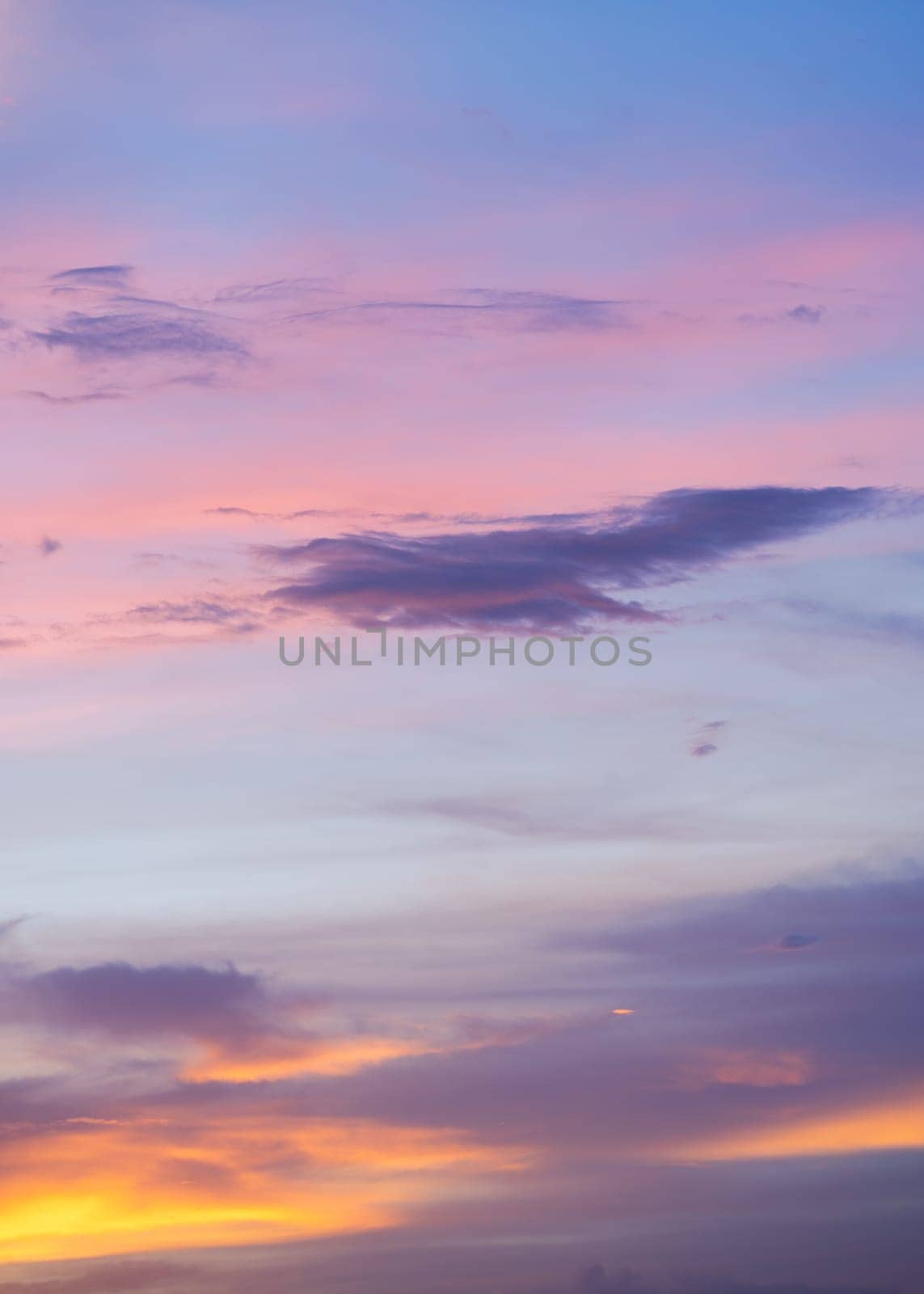 Majestic sunrise sunset sky background with gradient colorful clouds