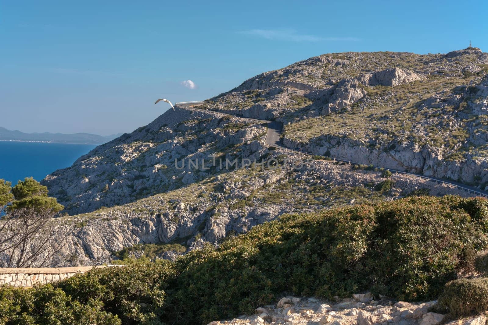 Serpentine road in the mountains. Mountain road on the west coast of Mallorca, Spain.
