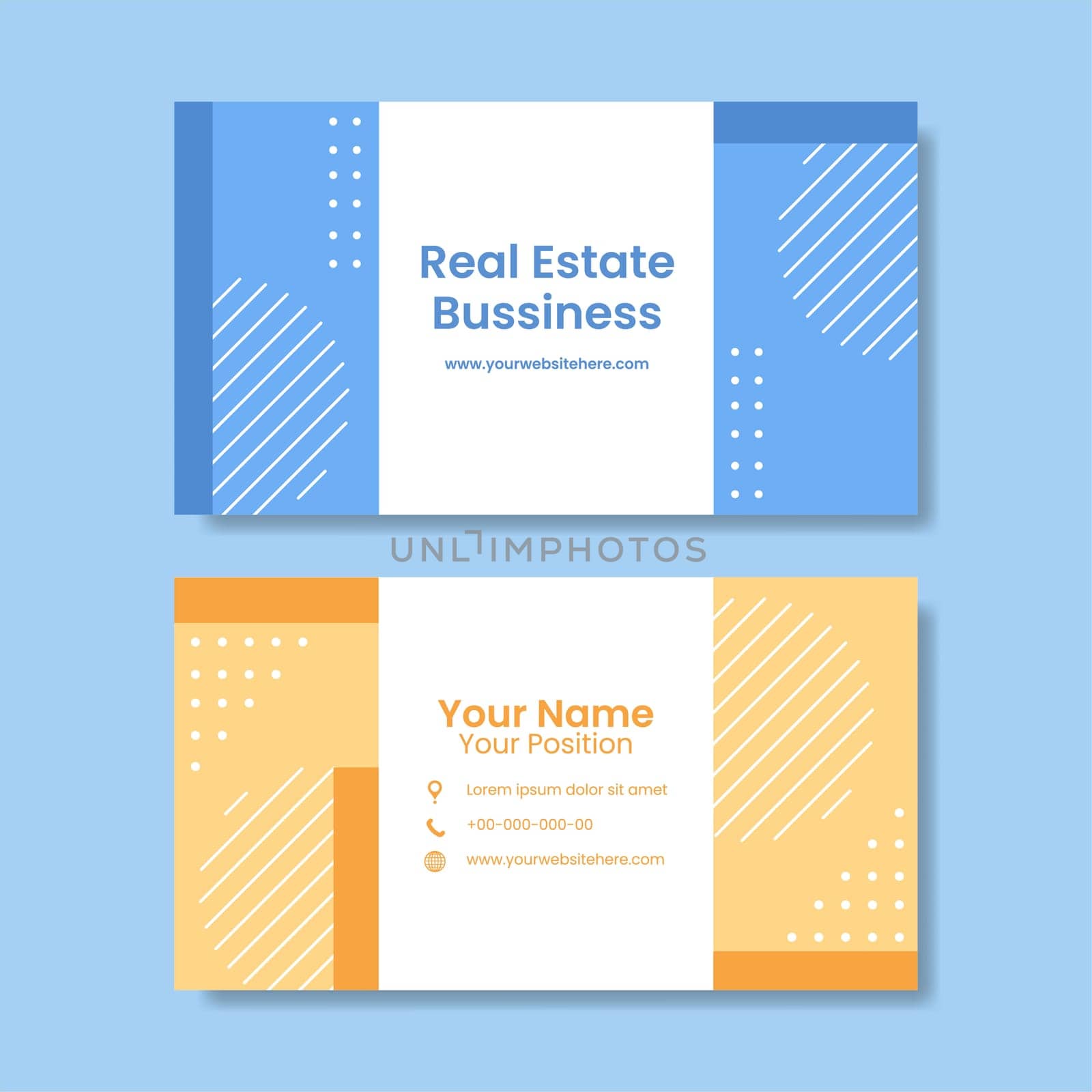 Real estate Card Horizontal Template Flat Cartoon Background Vector Illustration