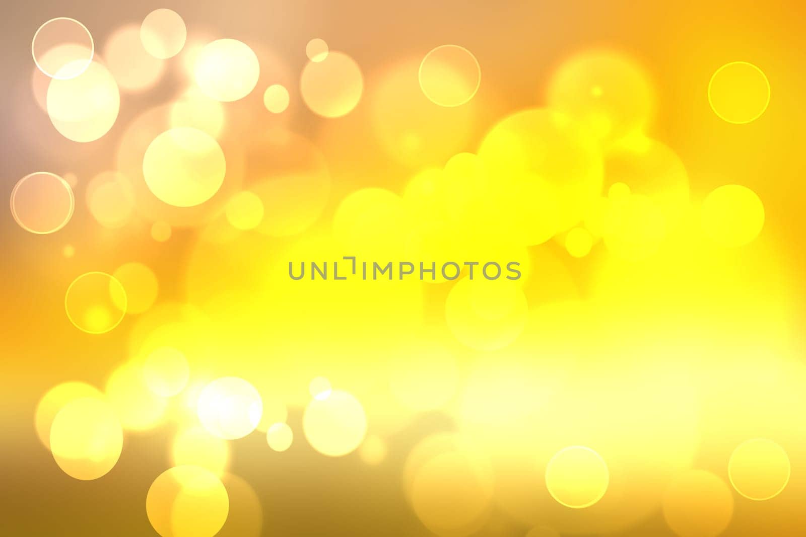 Abstract bright gradient orange yellow gold autumn background texture with sunny lights and bokeh circles. Space for your design. Beautiful orange illustration.