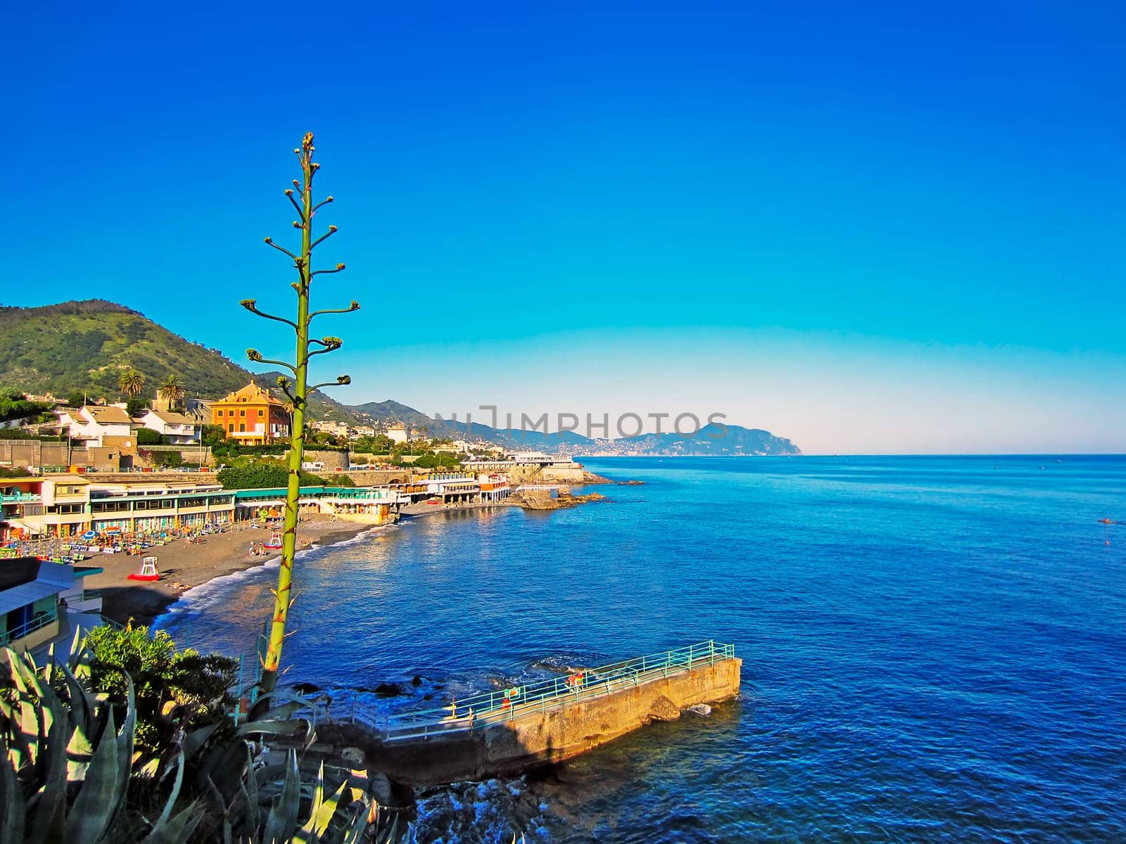 Beach in Nervi on Italian Coast