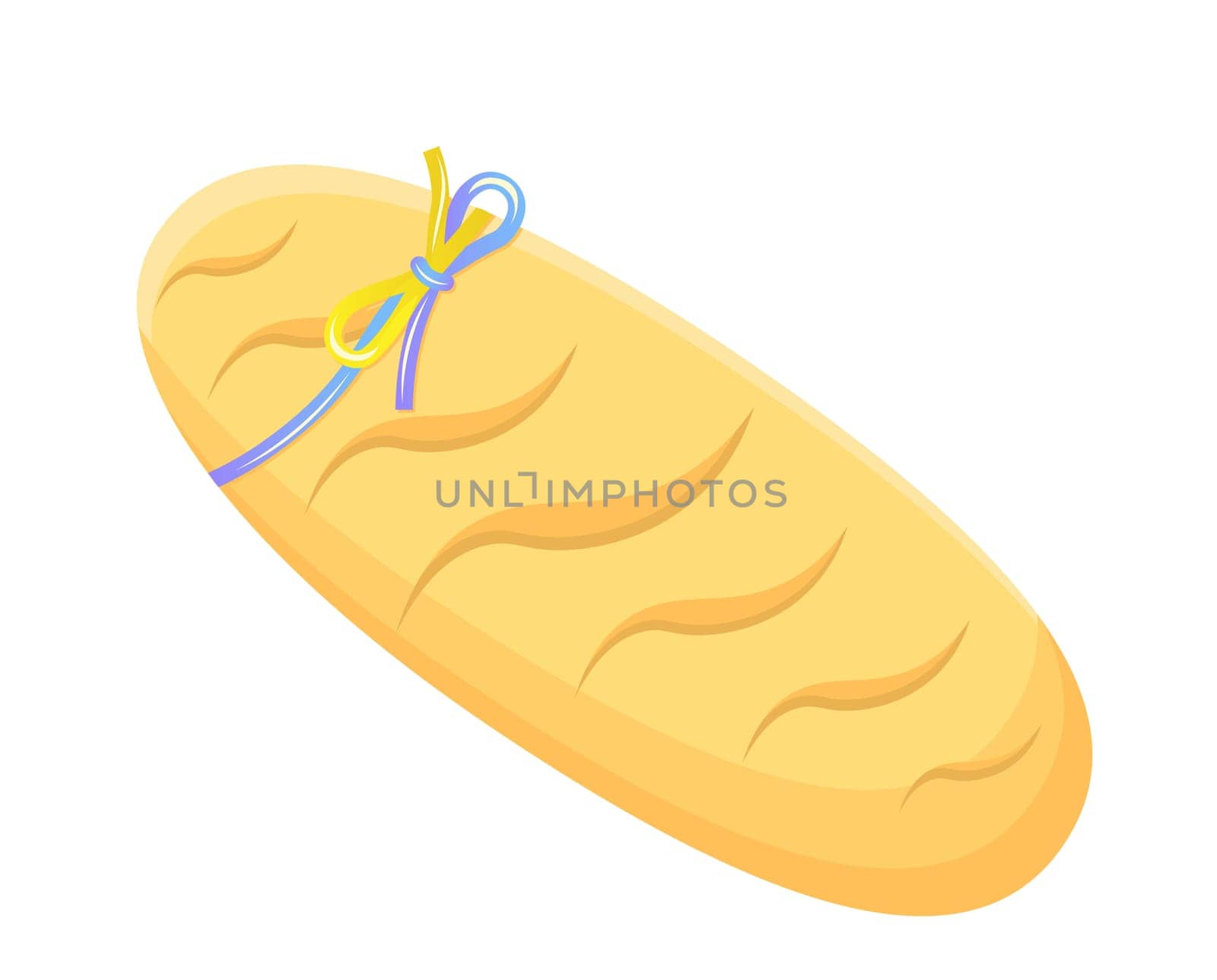 Ukrainian bread. Loaf of bread with Ukrainian ribbon. Vector illustration