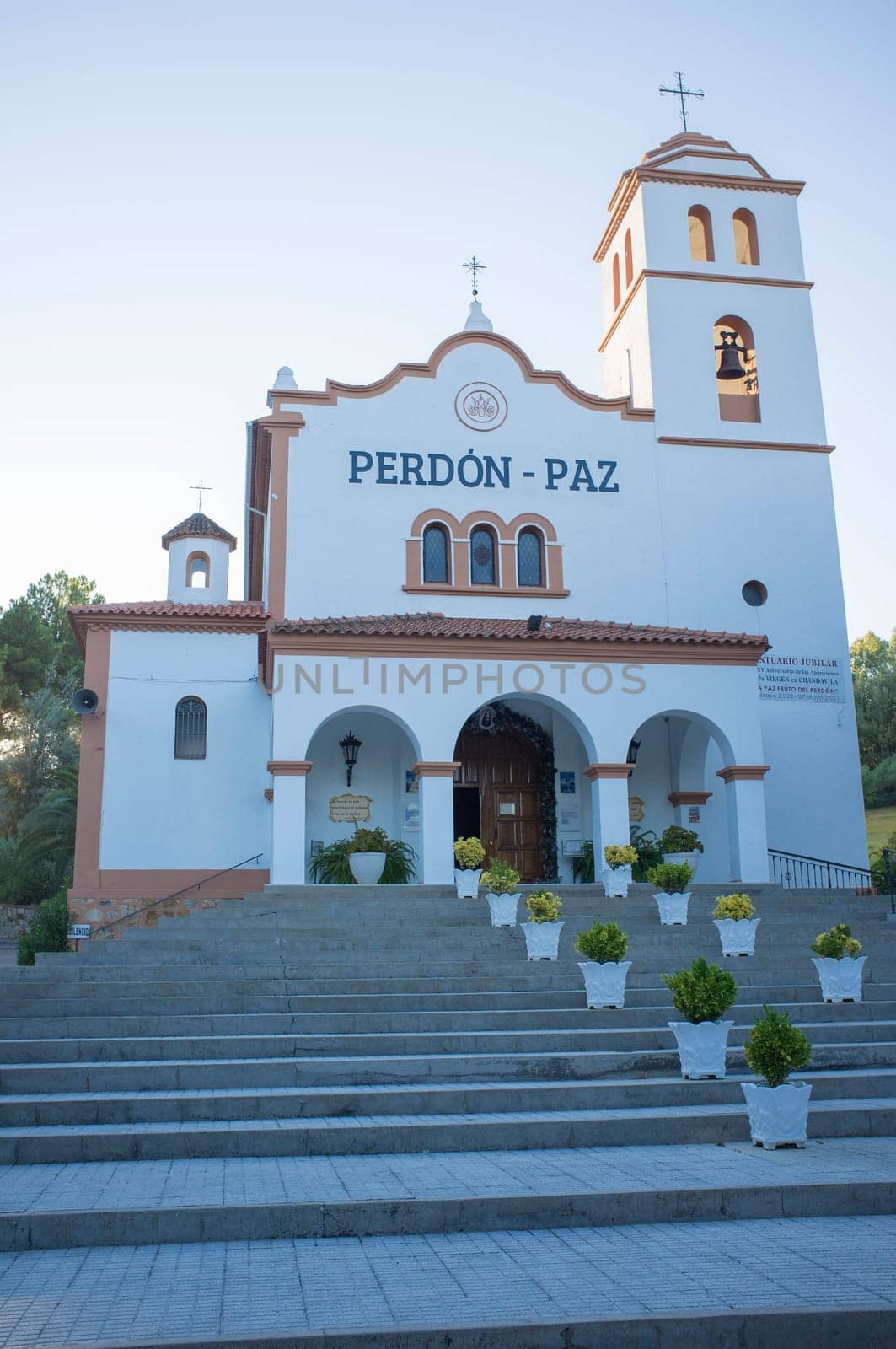 La Codosera, Spain - August 21th, 2021: Sanctuary of Our Lady of Chandavila. Main building