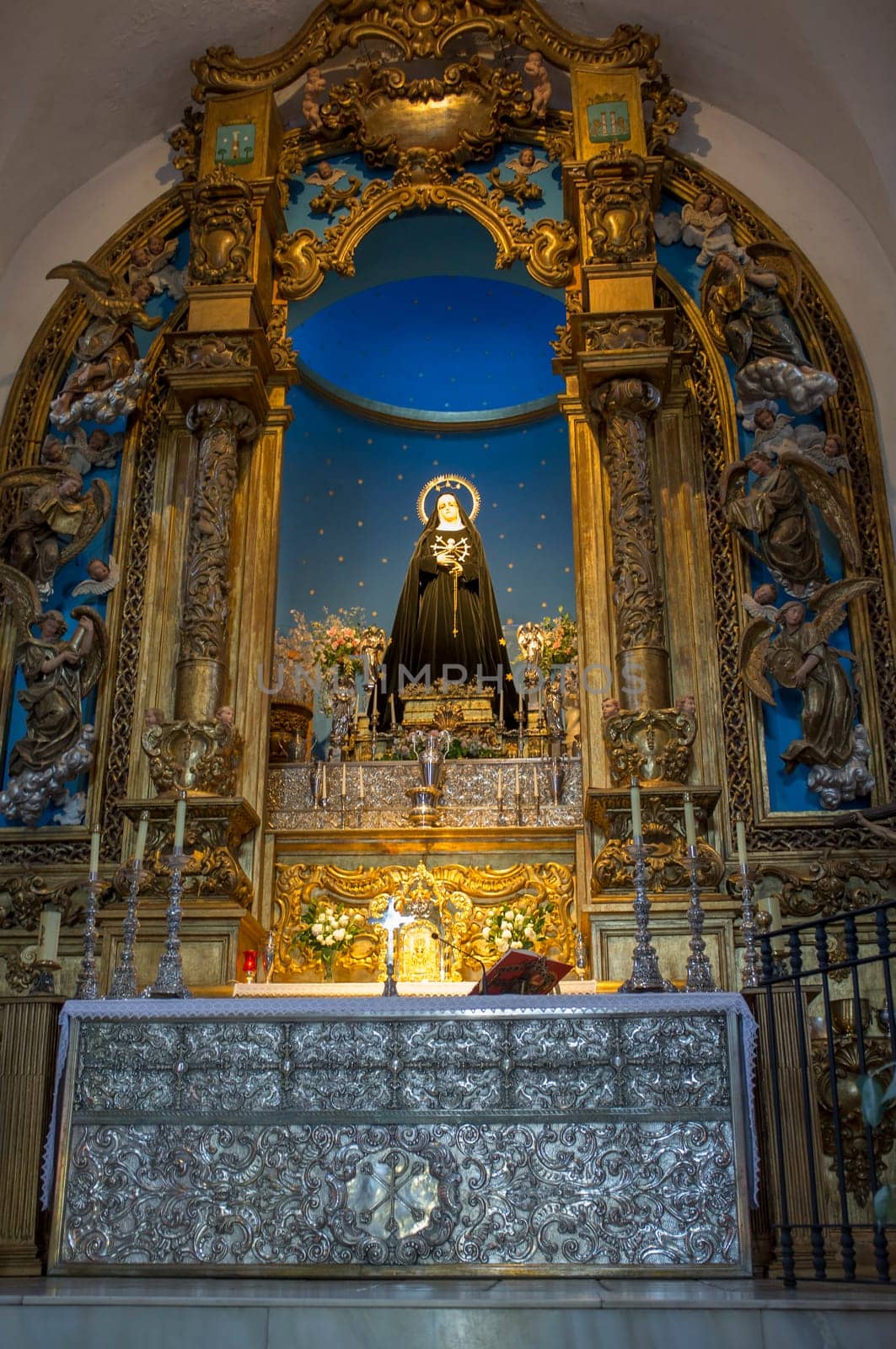 La Codosera, Spain - August 21th, 2021: Sanctuary of Our Lady of Chandavila. Main altar