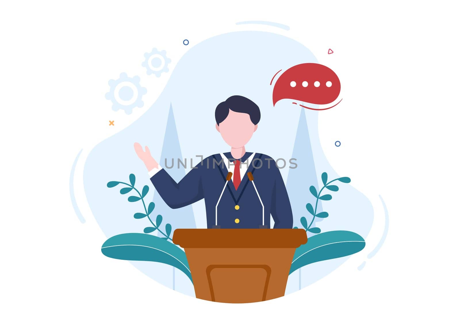Politician Cartoon Hand Drawn Illustration with Election and Democratic Governance Ideas Participate in Political Debates in Front of Audience