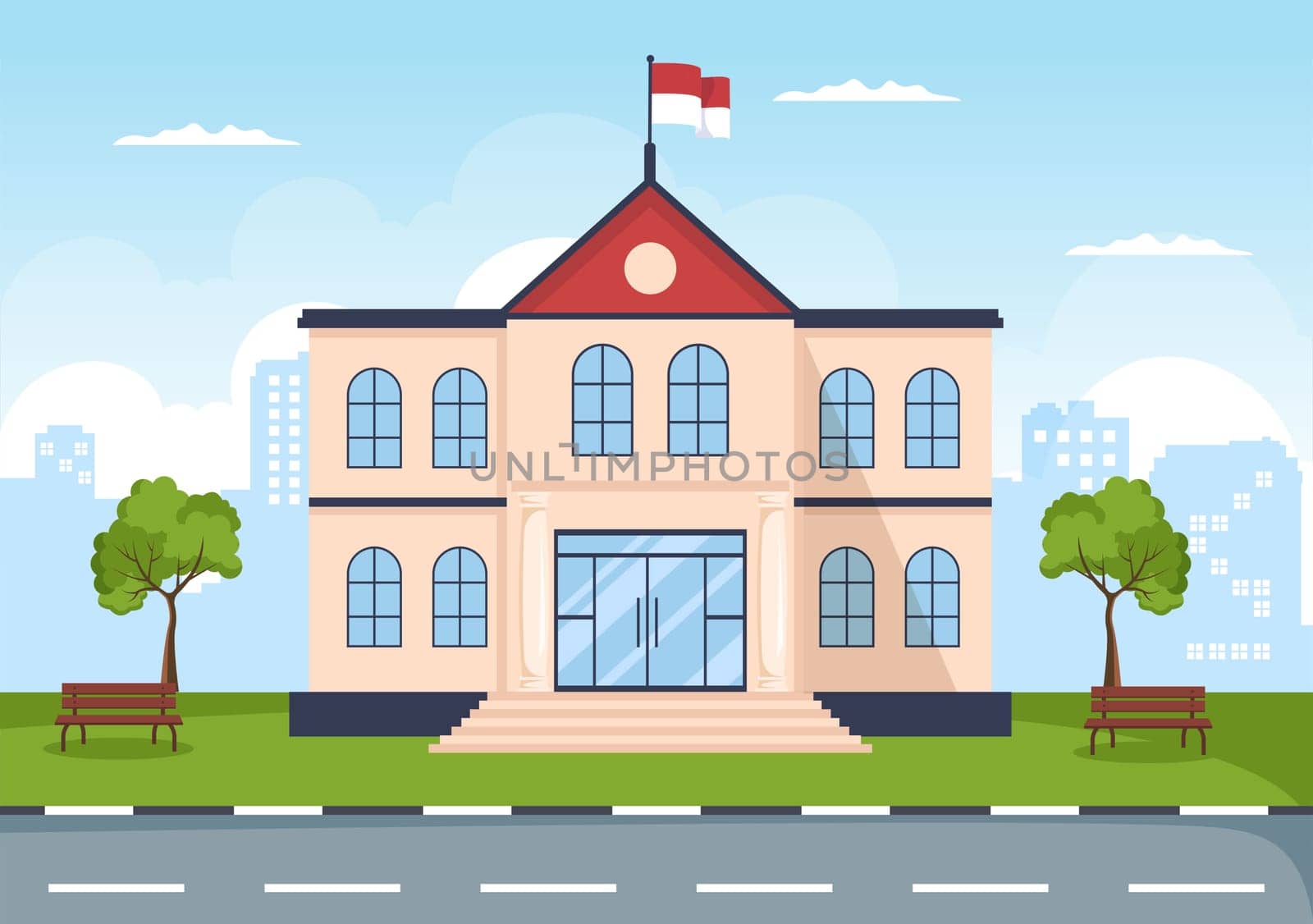 Politician or Government Building Cartoon Hand Drawn Illustration as a Place for Sustained Economic Development