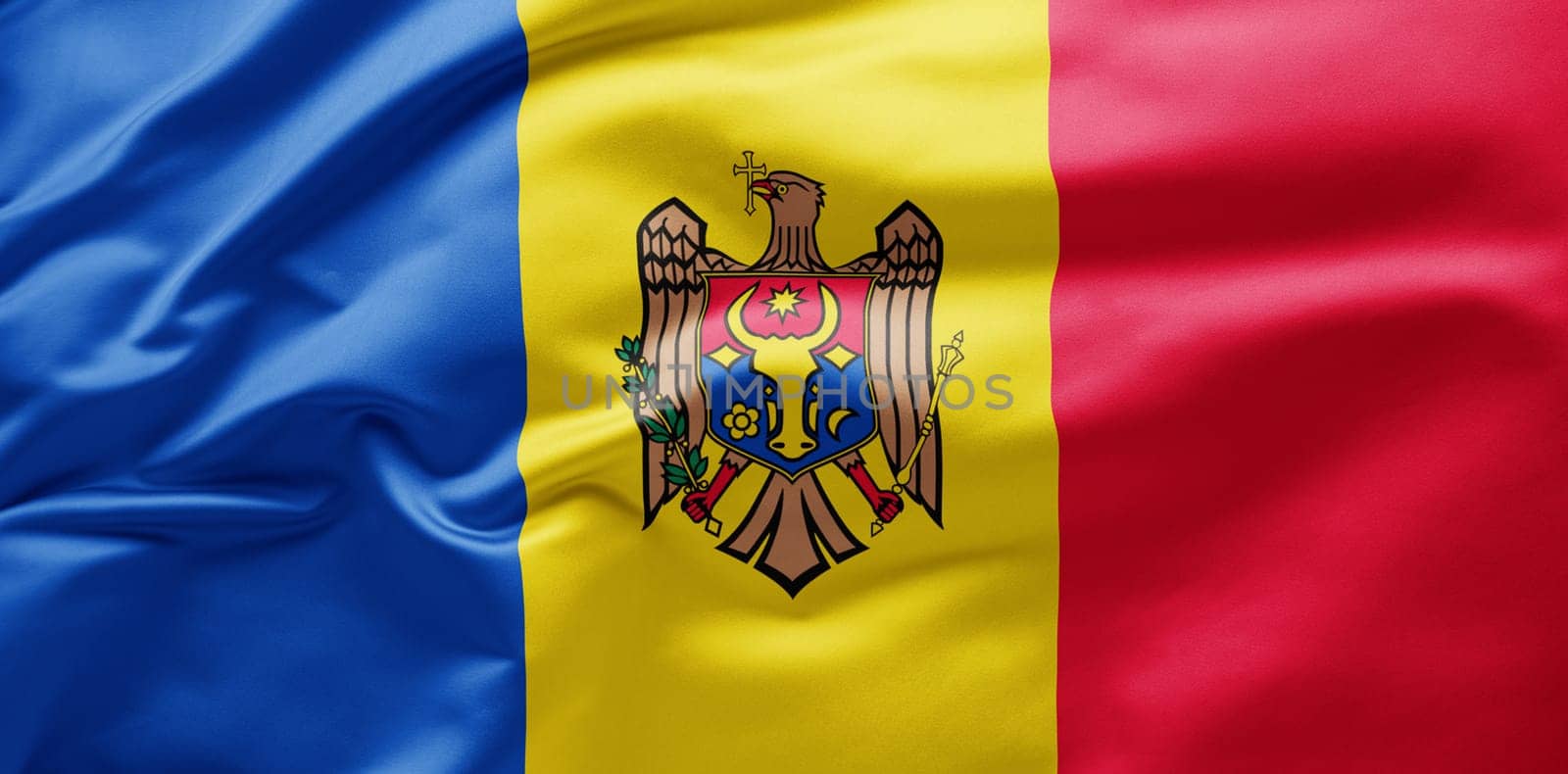 Waving national flag of Moldova