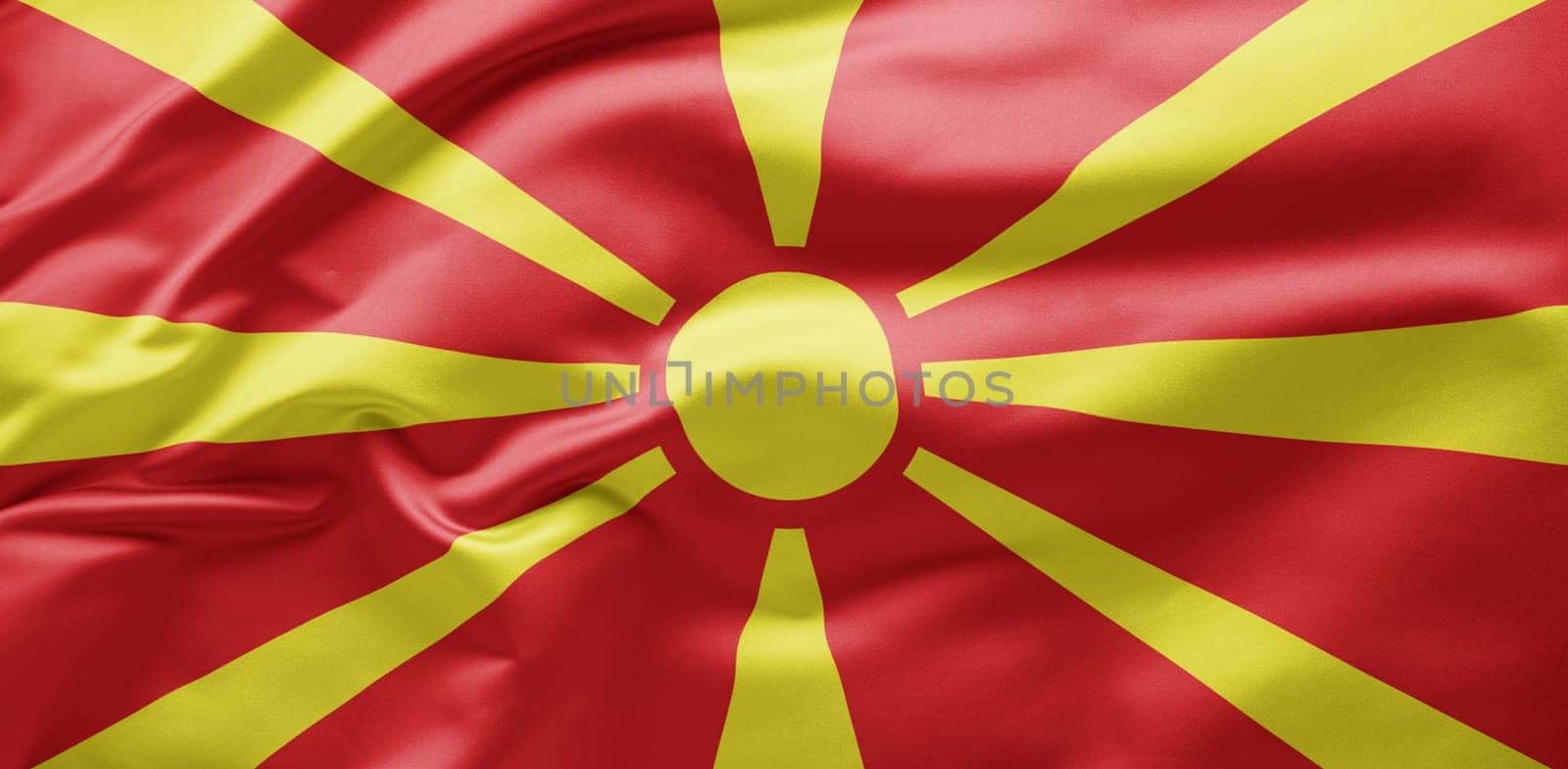 Waving national flag of North Macedonia