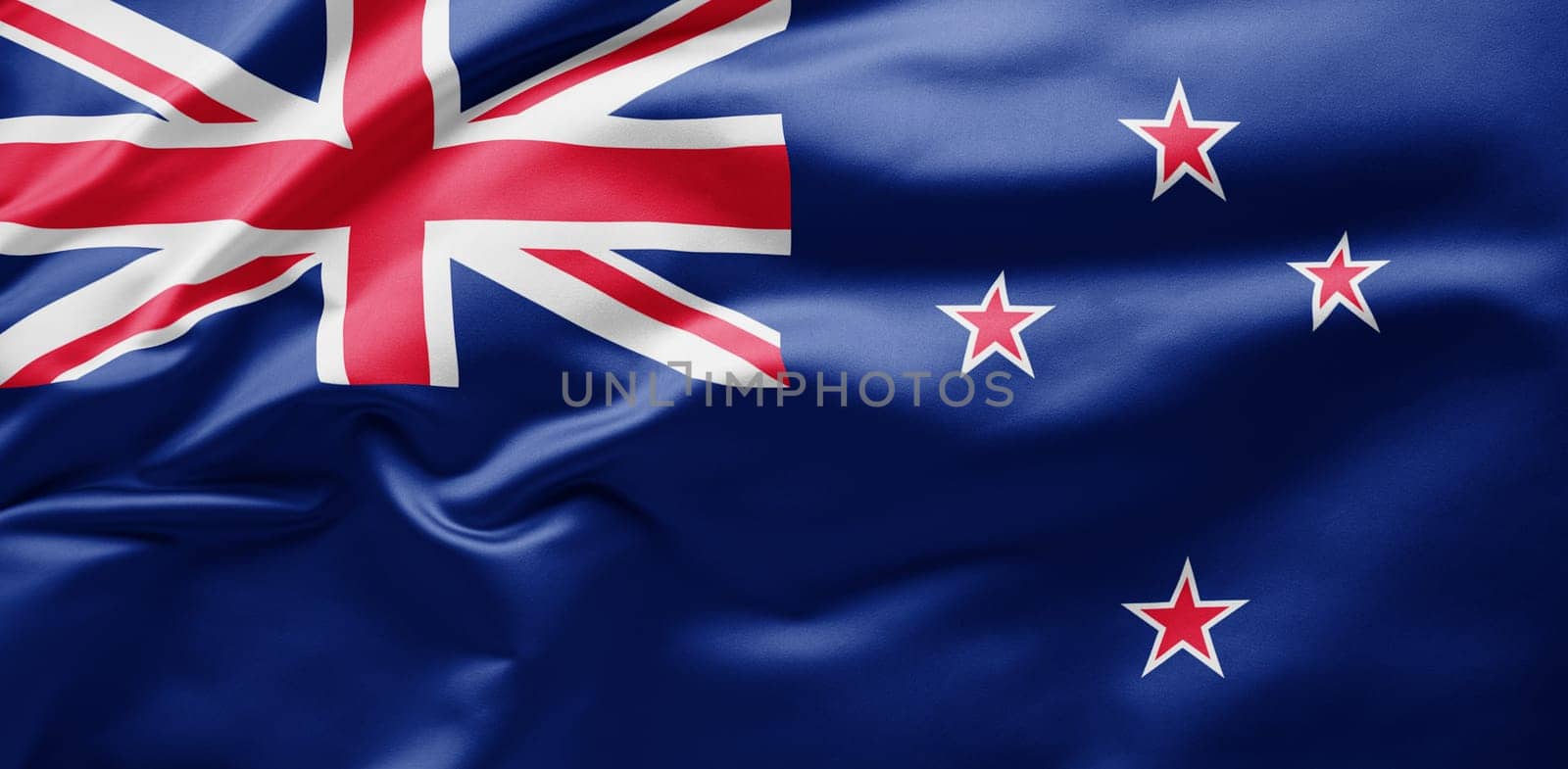 Waving national flag of New Zealand