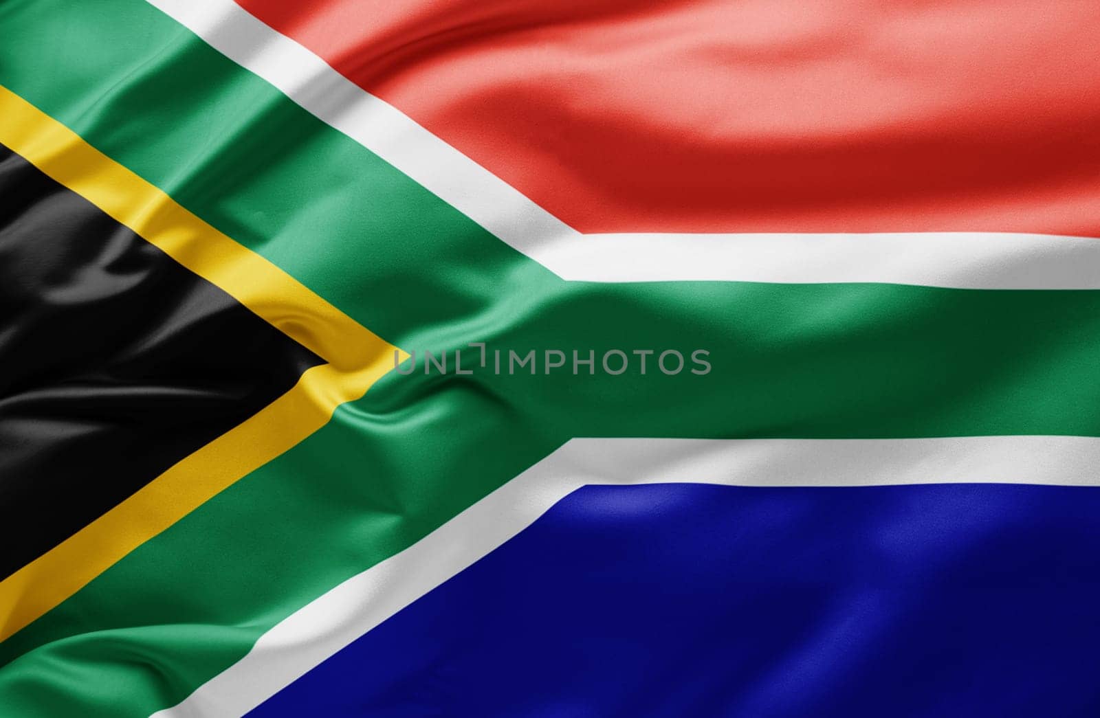 Waving national flag of South Africa