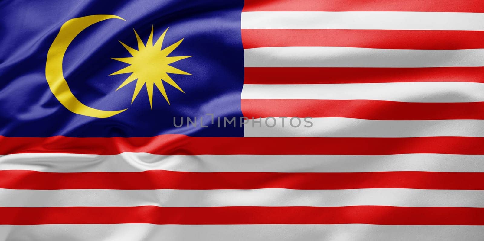 Waving national flag of Malaysia