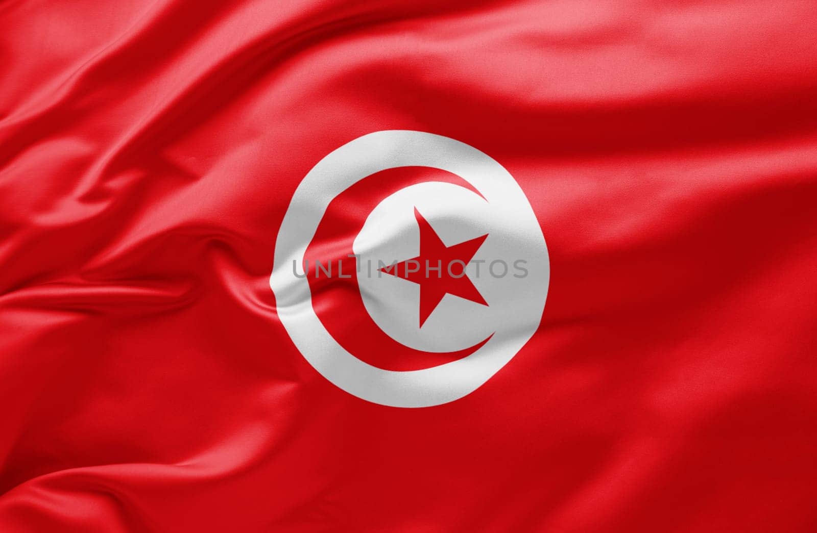 Waving national flag of Tunisia