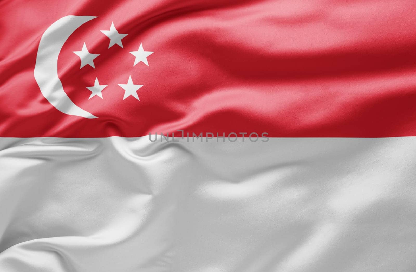 Waving national flag of Singapore
