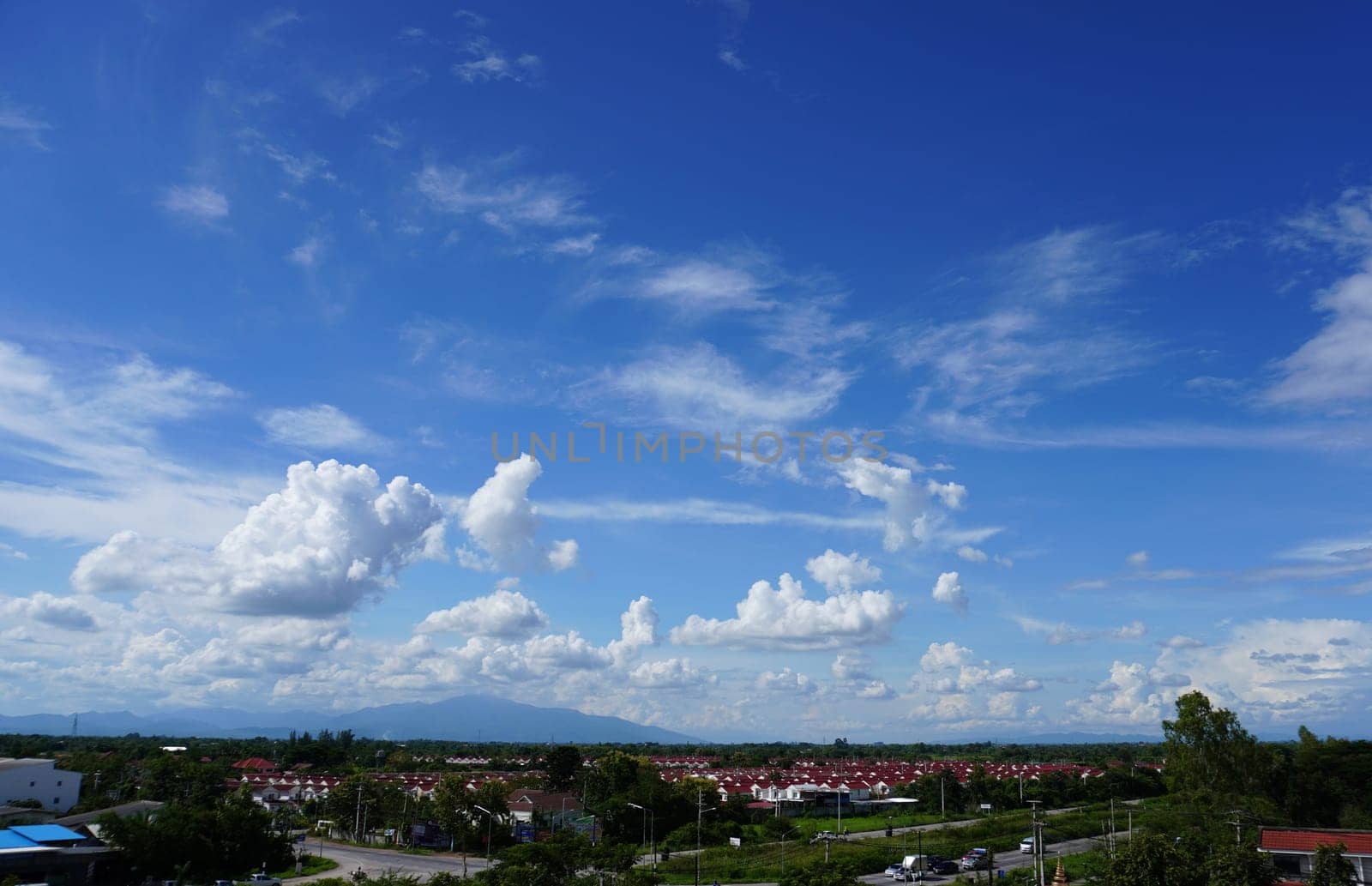 View of housing estates in the suburbs of Thailand