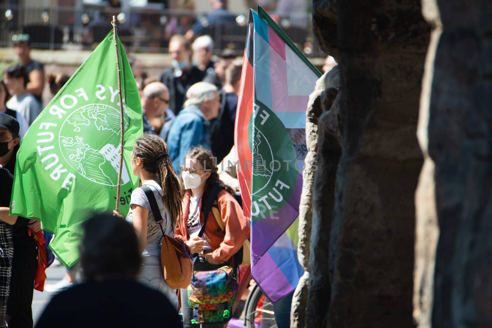 Fridays for future demonstration in Trier, Germany on the 08.07.2022, protest against climate change and global warming, environmental discussion