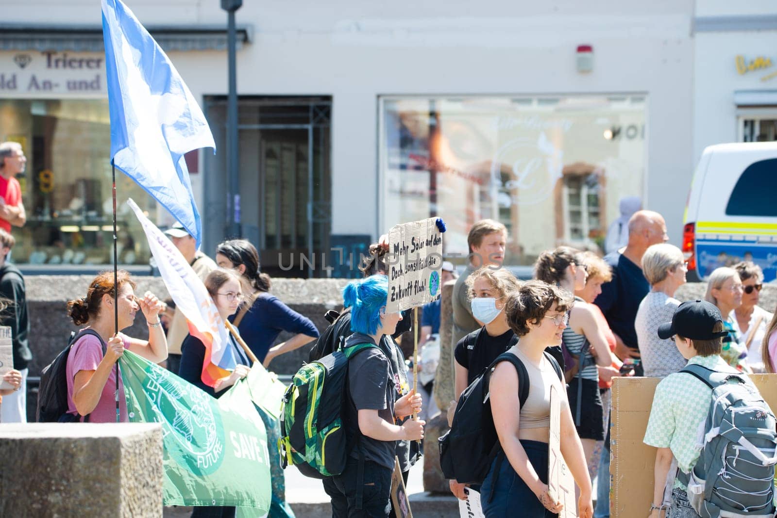 Fridays for future demonstration in Trier, Germany on the 08.07.2022, protest against climate change and global warming, environmental discussion