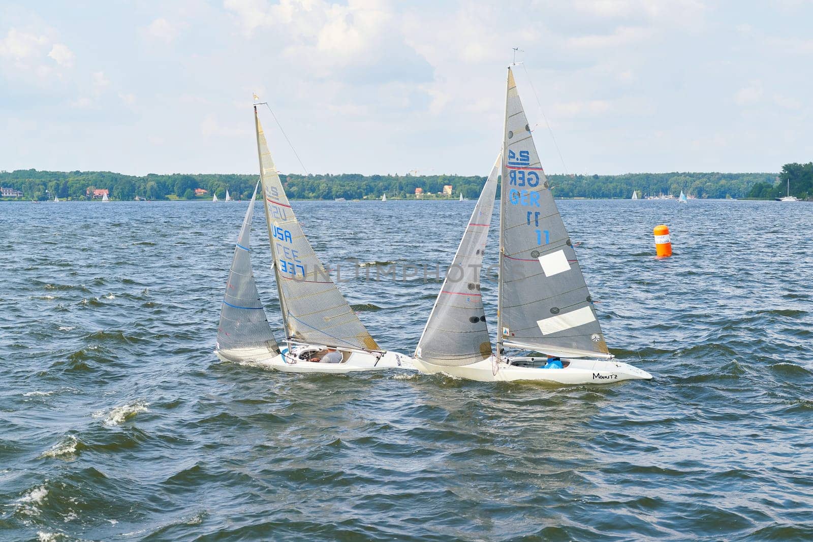 international regatta with sailing boats on the Lake Wannsee near Berlin in Germany