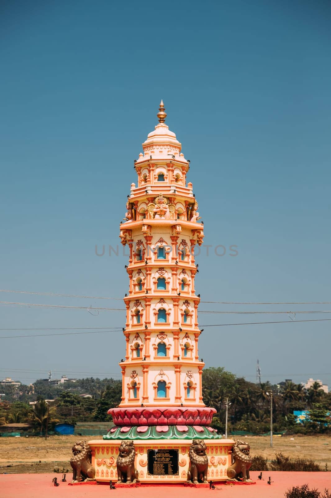 Mapusa, Goa, India. Lamp Tower Of The Shri Dev Bodgeshwar Sansthan Temple. It Has A Shrine Which Is Dedicated To Kanakeshwar Baba Or Bodgeshwar. Landmark And Popular Destination.