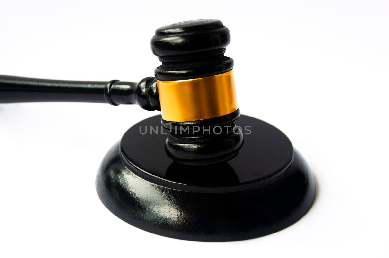 Lawyer gavel on white cover background. Law and order concept
