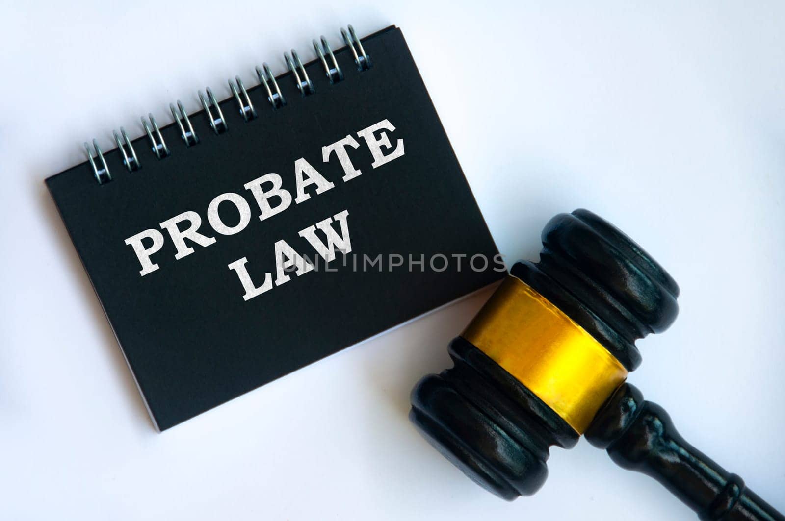 Probate law and gavel on white cover background. Law concept