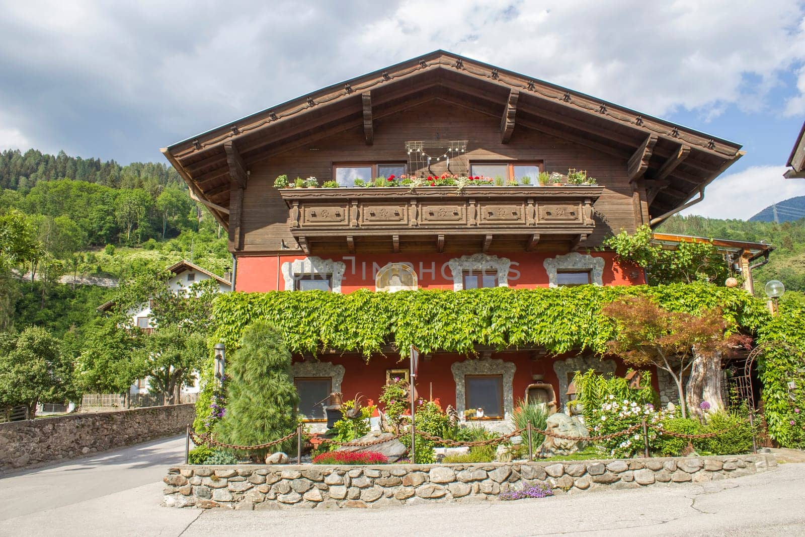 A traditional Austrian mountain farm house in the alpine village of Doelsach, East Tyrol, Austria