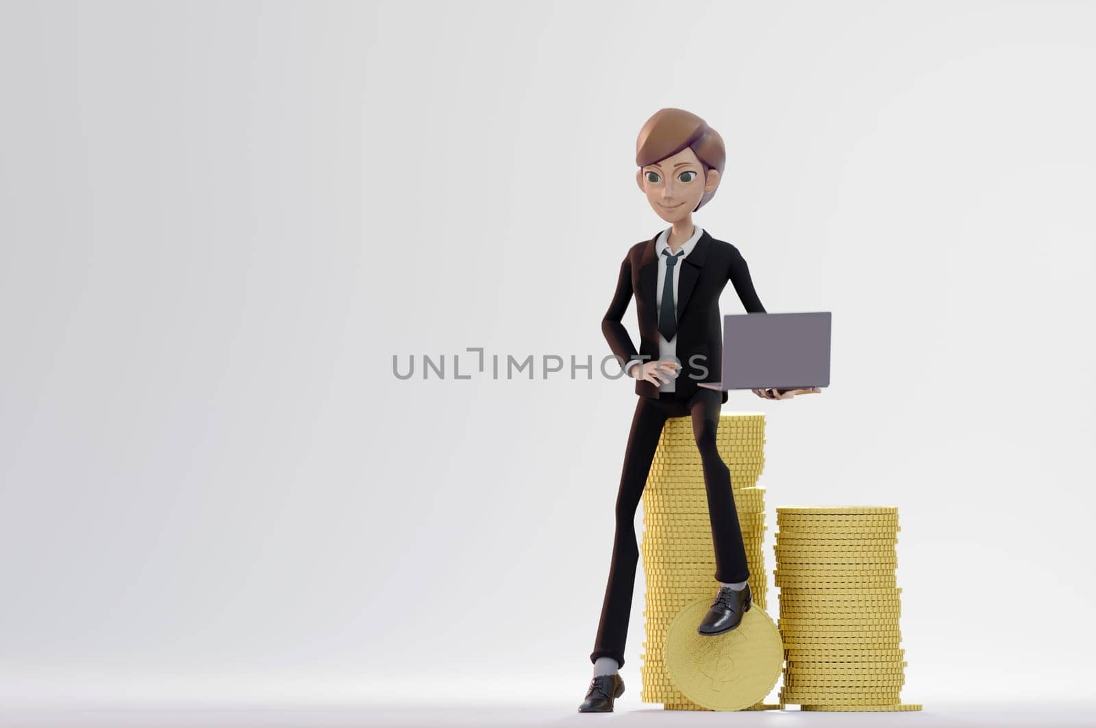 3D Illustration. 3D Rendering , Bussiness has done great work . Concept office and and making money.